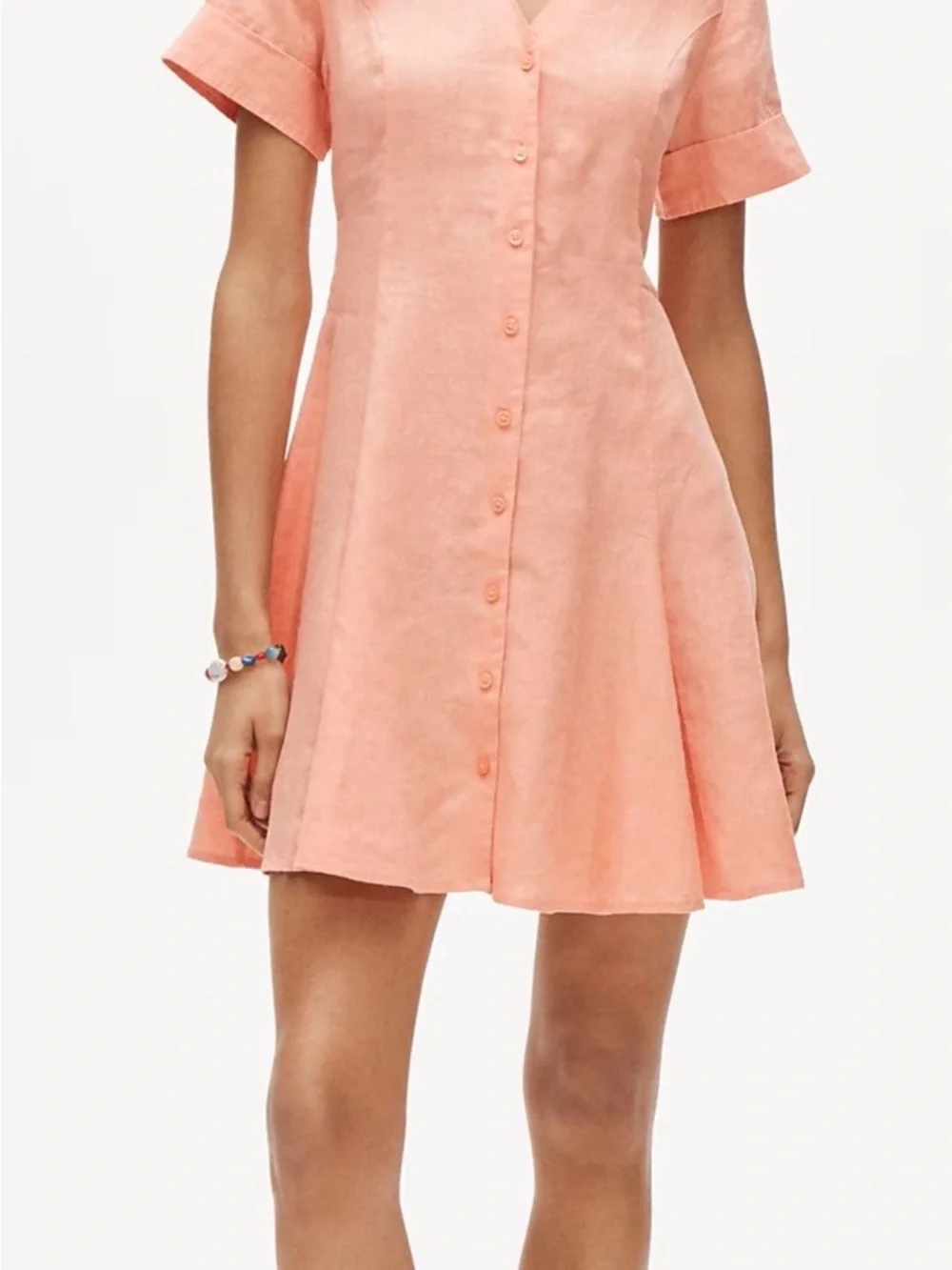 J. Crew Coral Button-Front A-Line Casual Dress